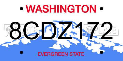 8CDZ172 Washington License Plate