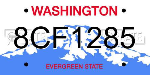 8CF1285 Washington License Plate