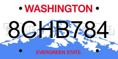8CHB784 Washington License Plate