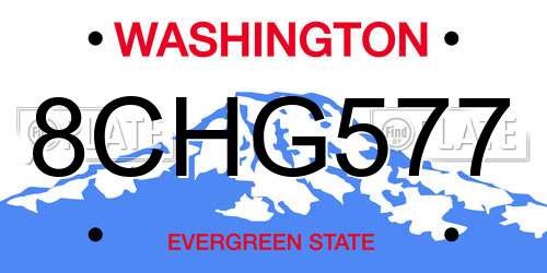 8CHG577 Washington License Plate