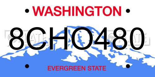 8CHO480 Washington License Plate