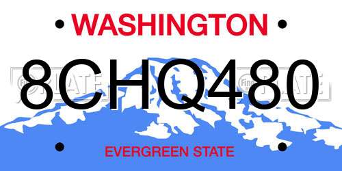 8CHQ480 Washington License Plate