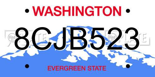 8CJB523 Washington License Plate