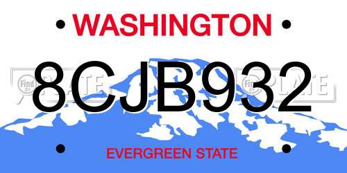 8CJB932 Washington License Plate