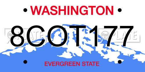 8COT177 Washington License Plate