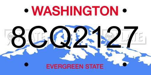 8CQ2127 Washington License Plate