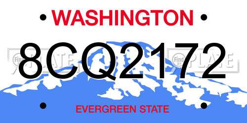 8CQ2172 Washington License Plate
