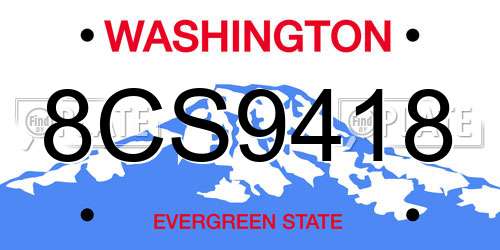 8CS9418 Washington License Plate