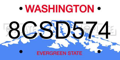 8CSD574 Washington License Plate
