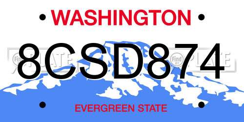 8CSD874 Washington License Plate