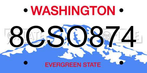 8CSO874 Washington License Plate