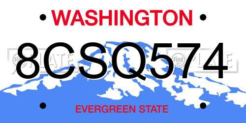 8CSQ574 Washington License Plate