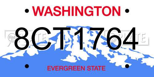 8CT1764 Washington License Plate