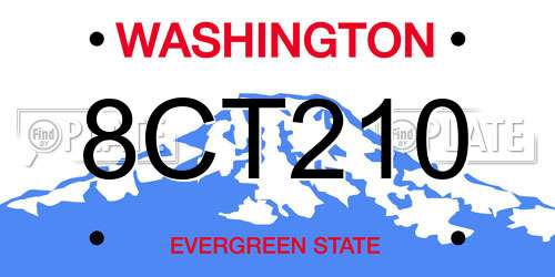 8CT210 Washington License Plate
