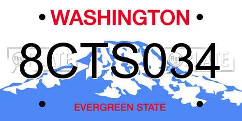 8CTS034 Washington License Plate