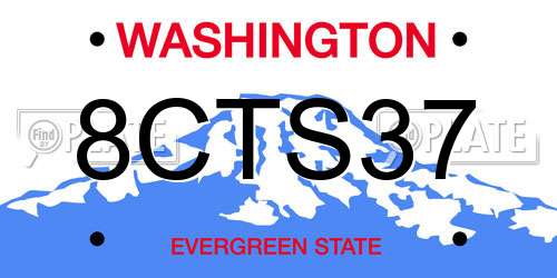 8CTS37 Washington License Plate