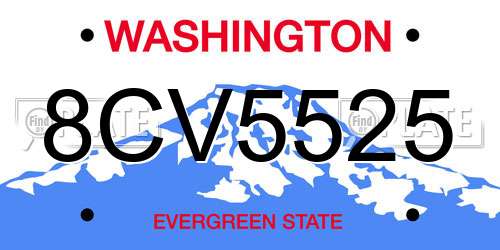 8CV5525 Washington License Plate