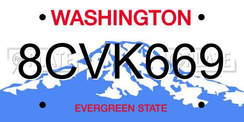 8CVK669 Washington License Plate