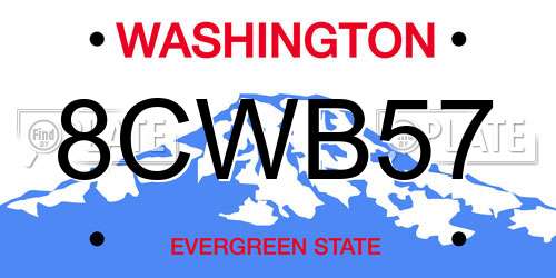 8CWB57 Washington License Plate