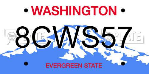 8CWS57 Washington License Plate
