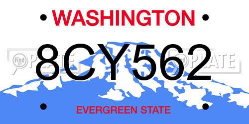 8CY562 Washington License Plate