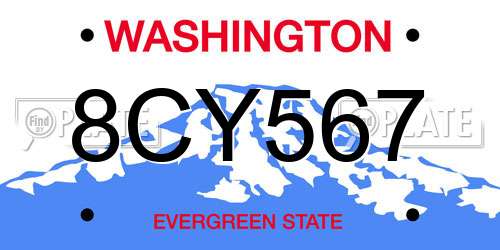 8CY567 Washington License Plate
