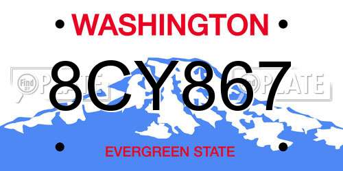 8CY867 Washington License Plate