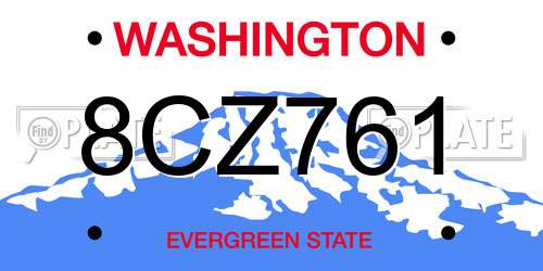 8CZ761 Washington License Plate