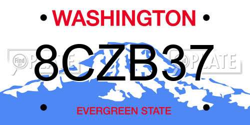 8CZB37 Washington License Plate