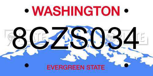 8CZS034 Washington License Plate