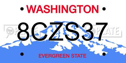 8CZS37 Washington License Plate