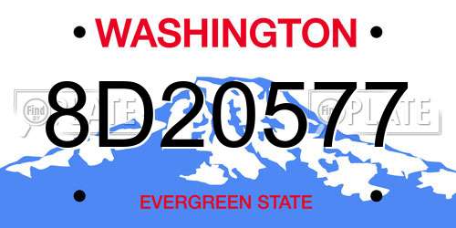 8D20577 Washington License Plate