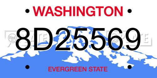 8D25569 Washington License Plate