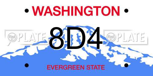 8D4 Washington License Plate