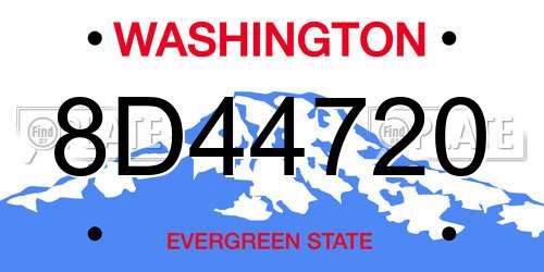 8D44720 Washington License Plate