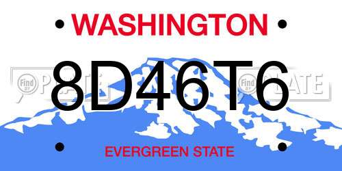 8D46T6 Washington License Plate