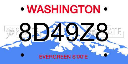 8D49Z8 Washington License Plate