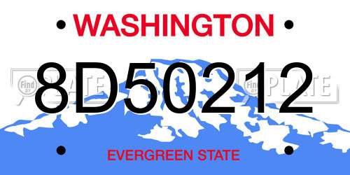 8D50212 Washington License Plate