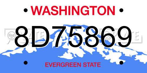 8D75869 Washington License Plate