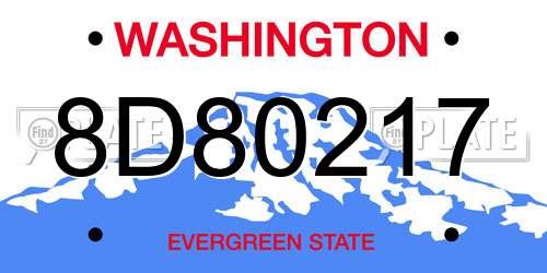 8D80217 Washington License Plate