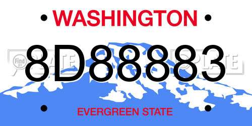 8D88883 Washington License Plate