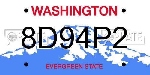8D94P2 Washington License Plate