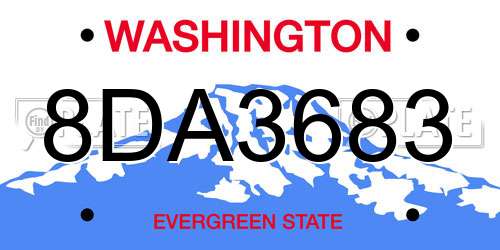 8DA3683 Washington License Plate