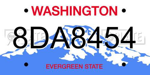 8DA8454 Washington License Plate