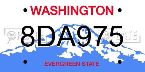 8DA975 Washington License Plate