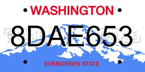 8DAE653 Washington License Plate