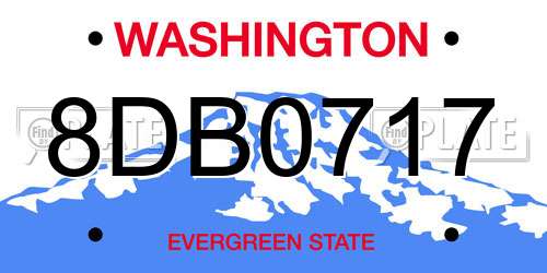 8DB0717 Washington License Plate