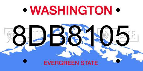 8DB8105 Washington License Plate