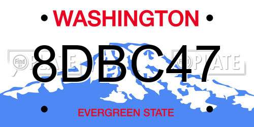 8DBC47 Washington License Plate