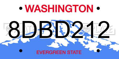 8DBD212 Washington License Plate
